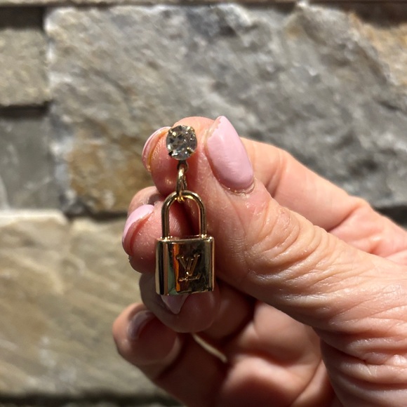 Gold LV Padlock Earrings - Picture 3 of 4